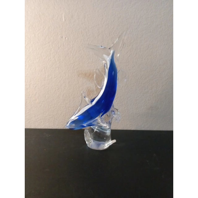 1980s Signed 1980 Zanetti Murano Italy Dolphin Sculpture For Sale - Image 5 of 8