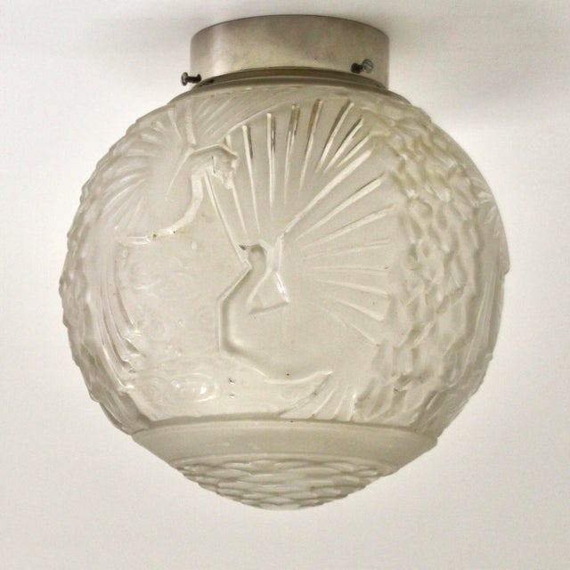 Metal Large Art Deco French Ceiling Light from Muller Frères, 1920s For Sale - Image 7 of 7