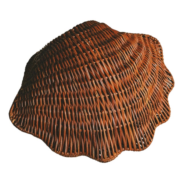 Vintage Wicker Shell Storage Basket, 1970 For Sale