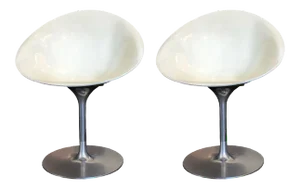 Philippe Starck for Kartell White Eros Swivel Italian Chairs, Set of 2