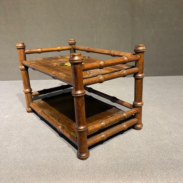 Chinese Vintage Chinese Rosewood Bamboo-Form Display Stand / Mother of Pearl Inlay Tea Shelf For Sale - Image 3 of 9