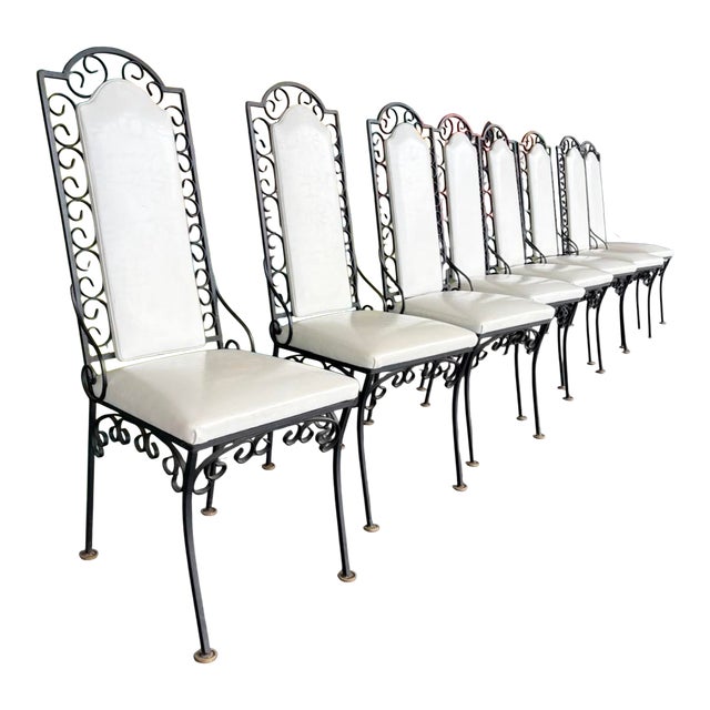Mid Century Wrought Iron Dining Chairs Attr. To Arthur Umanoff For Sale