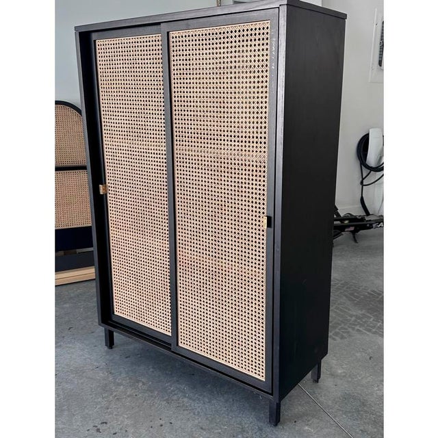 2020s Black Ash / Cane Children's Wardrobe For Sale - Image 5 of 5