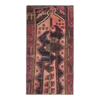 Vintage Orange Patchwork Turkish Runner Rug - Handwoven Wool Boho Carpet For Sale