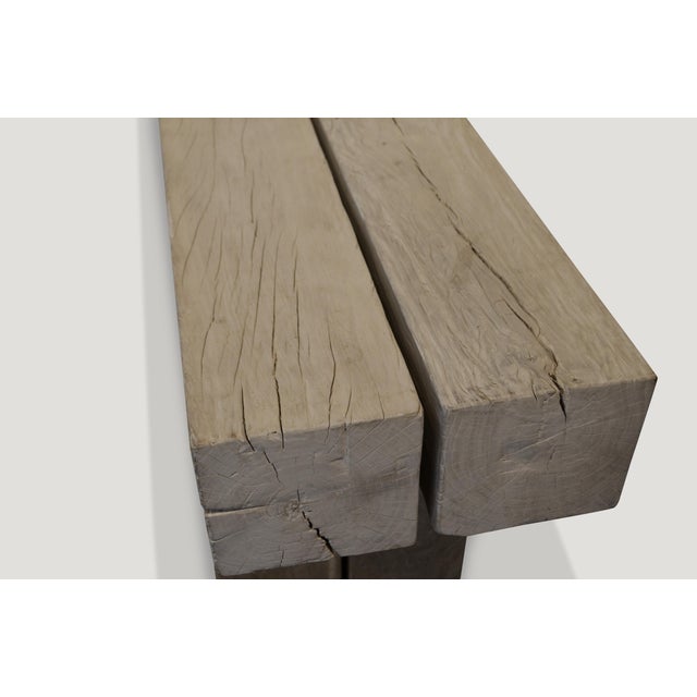 2010s Andrianna Shamaris St. Barts Teak Wood Log Console For Sale - Image 5 of 5