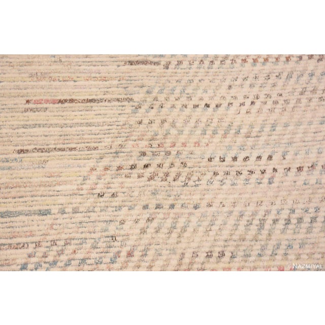 2020s Light Blue And Ivory Background With Soft Rustic Tribal Pattern Modern Rug For Sale - Image 5 of 8