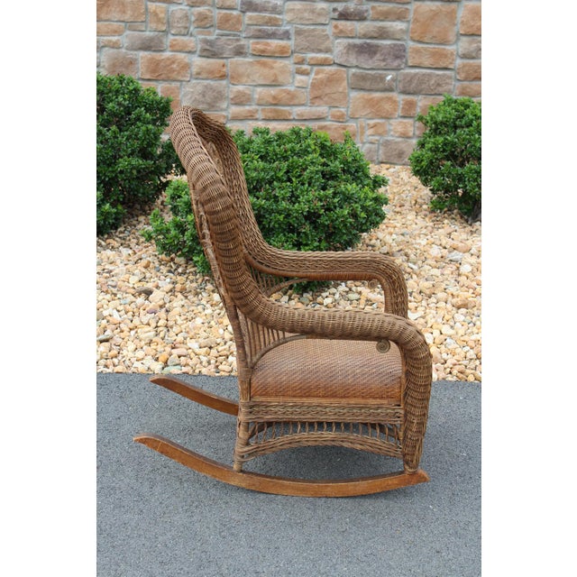 Early 19th Century Antique Heywood Brothers & Company Wicker Rocking Chair For Sale - Image 5 of 18