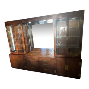 1960s Henredon Campaign Style Dining Room Hutch