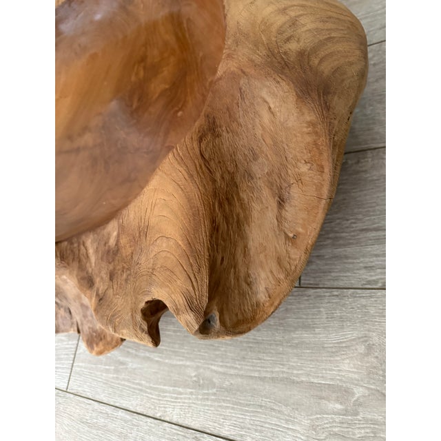 Contemporary Organic Sculptural Teak Vessel Bowl For Sale - Image 3 of 5