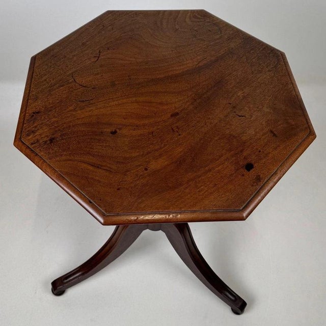 2000 - 2009 19th Century Antique English Octagonal Mahogany Tripod Side Table For Sale - Image 5 of 8