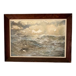 Vintage Seascape Painting Signed For Sale