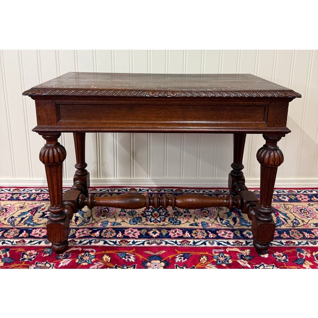 Antique French Henri II Style Writing Desk Table Drawers Oak C. 1930s For Sale - Image 18 of 18