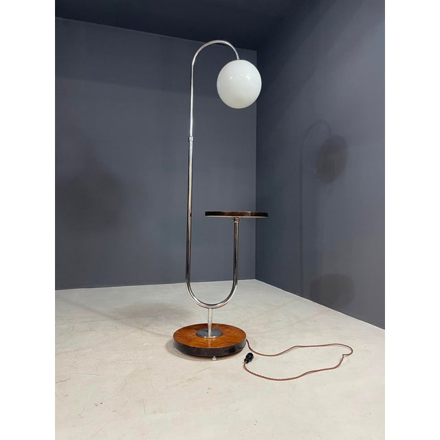 Bauhaus Bauhaus Floor Lamp with Integrated Table by R. Slezák, Czechoslovakia, 1920s For Sale - Image 3 of 11