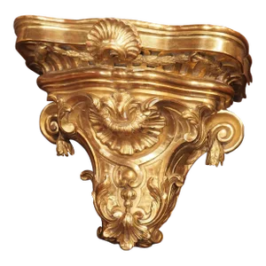 Circa 1850 Hand Carved Giltwood Wall Bracket From France