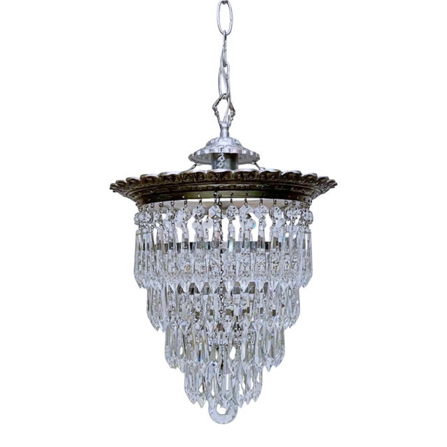 1970s Italian Silver Upside Down Layered Cake Chandelier For Sale
