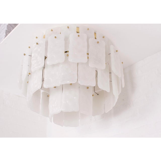 Hollywood Regency Large Murano Glass and Brass Ceiling Light, 1970s For Sale - Image 3 of 11