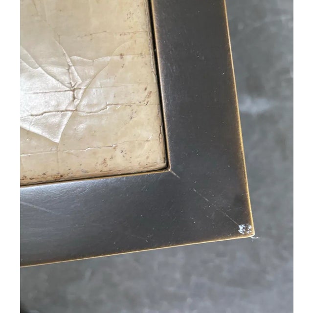 Oil Rubbed Bronze Finish on Brass With Ivory Lacquer Top Cecil Coffee Table From the Madeline Stuart Collection For Sale - Image 11 of 12