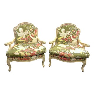 Late 20th Century Classic French Bergère Chairs - A Pair For Sale