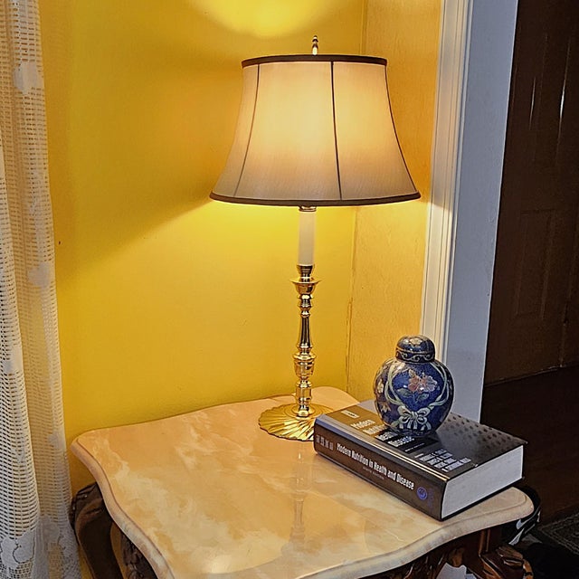 Vintage Glenn Nelson Brass Candlestick Table Lamp, Hollywood Regency Style, 28” Tall For Sale - Image 18 of 18
