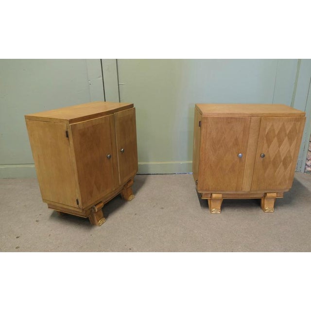 Art Deco Bedside Lockers in Golden Ash, 1920, Set of 2 For Sale - Image 4 of 7