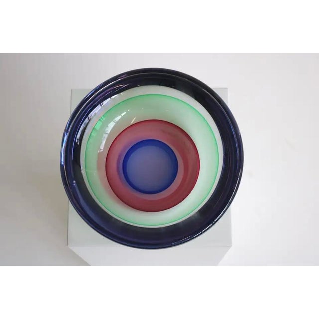 Blue Mid-Century Italian Sommerso Murano Glass Bowl by Luigi Onesto, 1960 For Sale - Image 8 of 12