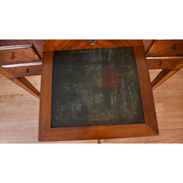 1890 Antique French Louis XVI Satinwood & Walnut Inlaid Makeup Vanity Ladies Desk For Sale - Image 11 of 17