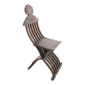 Moorish 19th Century Folding Chair Inlaid