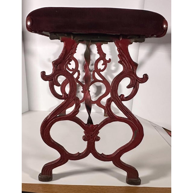Antique Cast Iron Vanity Bench For Sale - Image 6 of 10
