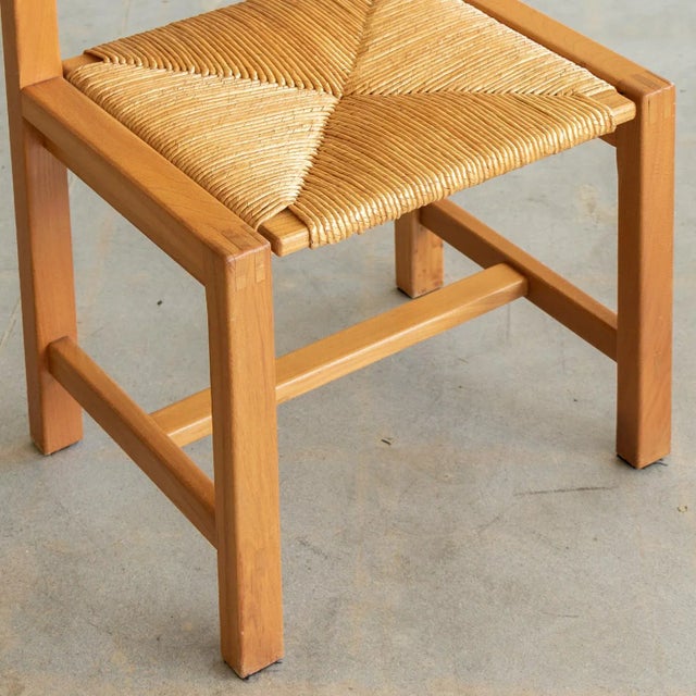 1950s French Wood and Woven Chairs by Maison Regain, Set of 4 For Sale - Image 9 of 11