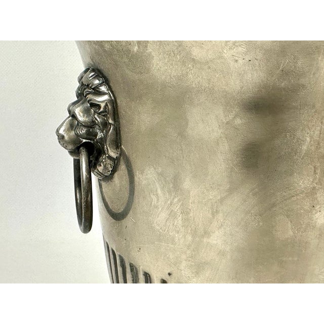 Mid-Century Modern Art Deco Silver Plated Wine Cooler with Lions Heads, 1930s For Sale - Image 3 of 9