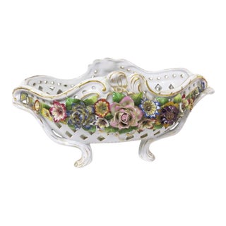 Antique Von Schierholz Reticulated Porcelain Console Bowl - 1907-1927 For Sale