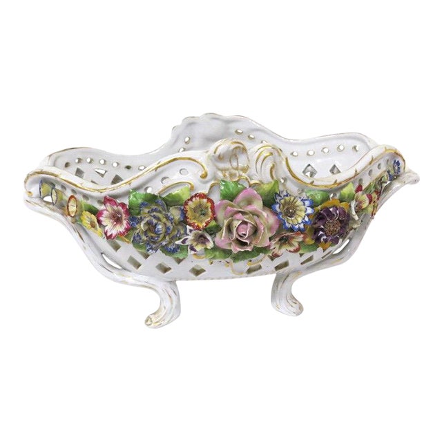 Antique Von Schierholz Reticulated Porcelain Console Bowl - 1907-1927 For Sale