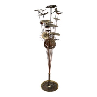 Vintage Brutalist Torch Cut Flower Sculpture For Sale