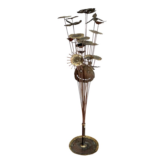 Vintage Brutalist Torch Cut Flower Sculpture For Sale