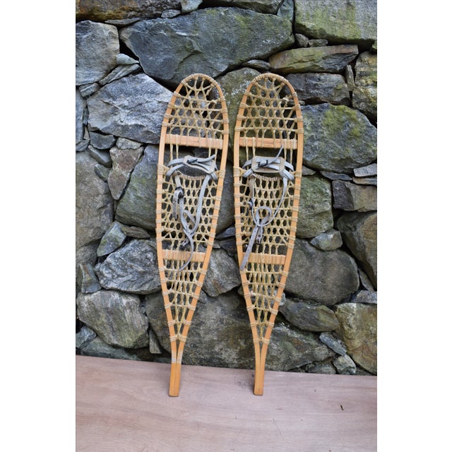 Vermont Tubbs Wooden Snowshoes With Rawhide Webbing and Leather Binding