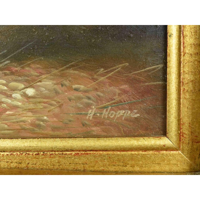 Mid 20th Century Farmhouse Style "The Hen House" Chicken & Rooster Oil Painting by H. Hoppe Germany For Sale - Image 4 of 7