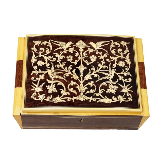 Mid-Century Modern Vintage MCM Italian Inlaid Wooden Jewelry Keepsake Box For Sale - Image 3 of 3