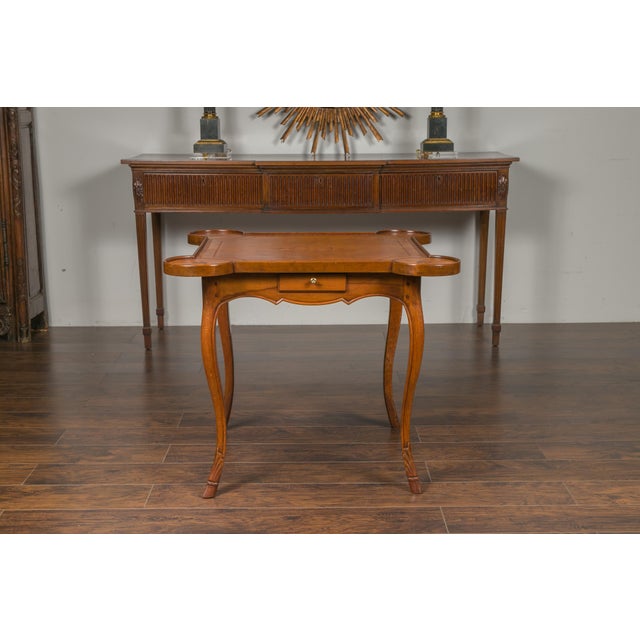 Wood French 1860s Napoleon III Walnut Game Table with Four Drawers and Cabriole Legs For Sale - Image 7 of 12