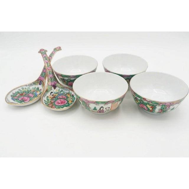 A beautiful and vibrant set of antique Chinese export porcelain in the classic Rose Medallion pattern. This set includes...