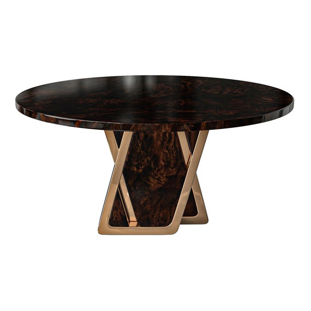 "Amendola" Round Table With Bronze and Burl Walnut, Handmade Bizimyer Furniture. Unmatched. Unrivalled. Designed by Hasan...