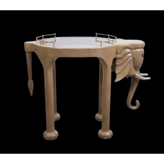 Late 20th Century Marge Carson Hollywood Regency Elephant Bar Cart With Matching Bar Stools, 3 Pieces For Sale - Image 5 of 11