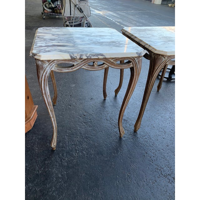 Early 20th Century Marble-Top Infinity Side/End Tables Set of 2 For Sale - Image 4 of 11