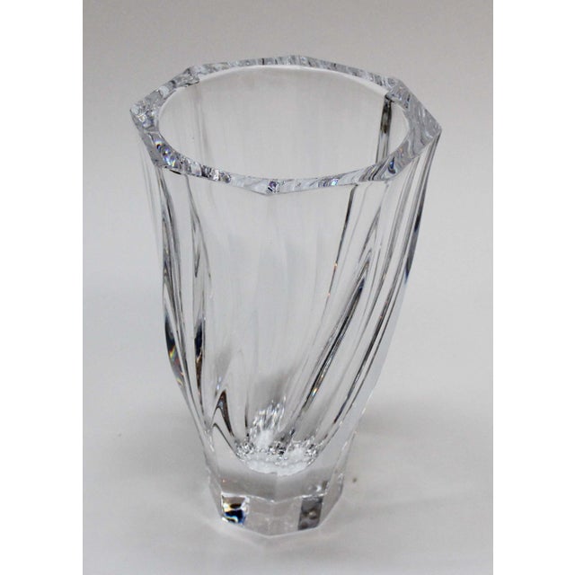 Orrefors Octagonal Crystal Swirl Vase Chairish