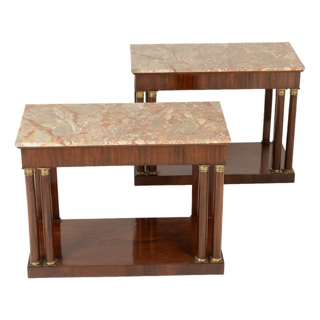 19th Century Italian Mahogany Console Tables, Set of 2 For Sale