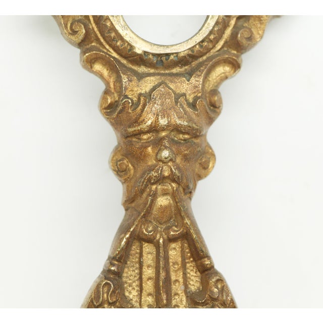 Bronze Pair of Highly Ornate Cherubic Figural 9.375 In. Back Plates For Sale - Image 8 of 10