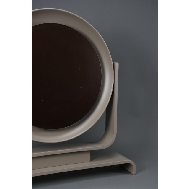 Postmodern Italian Vanity Mirror in Taupe Lacquered Wood, 1980s For Sale - Image 4 of 15