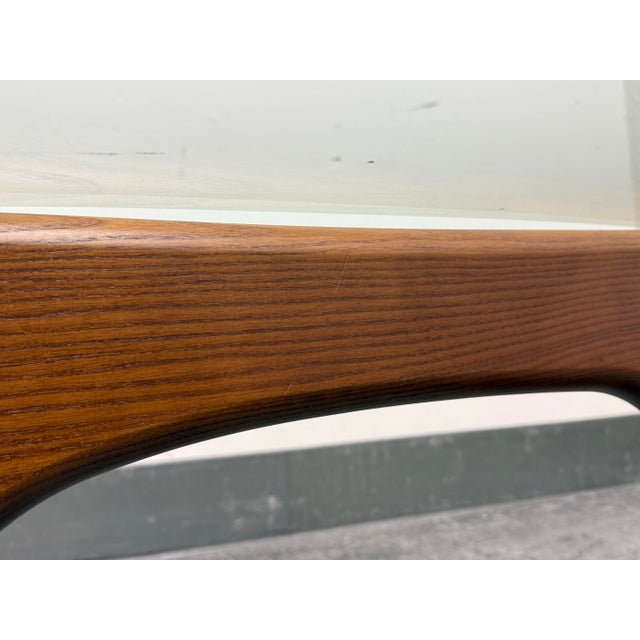 Isamu Noguchi Style Glass + Wood Coffee Table For Sale - Image 11 of 12