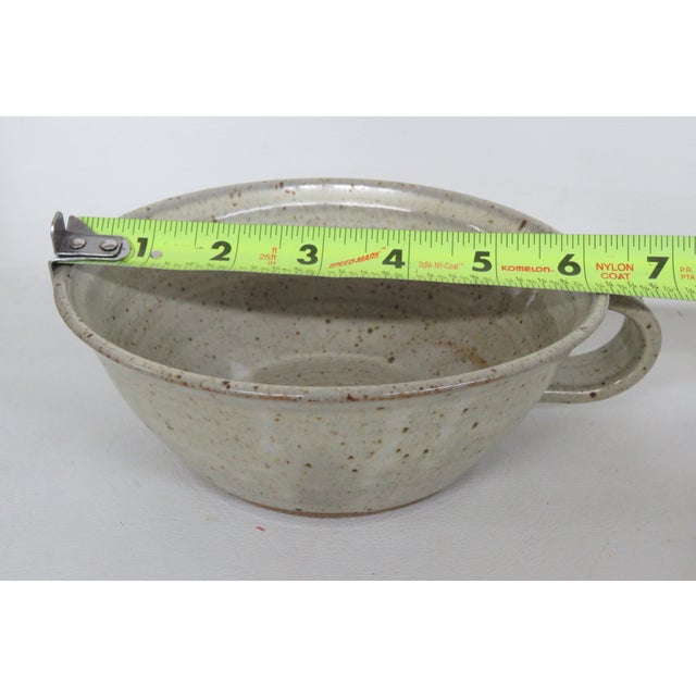 Pulick Mid Century Modern Stoneware Clay Bowl With Handle 4641b For Sale - Image 12 of 14