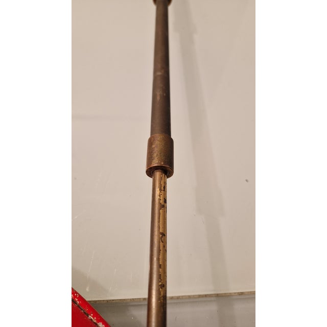 Metal Vintage Wall Lamp in Brass with Double Extension and Red Lampshade, 1950s For Sale - Image 7 of 10
