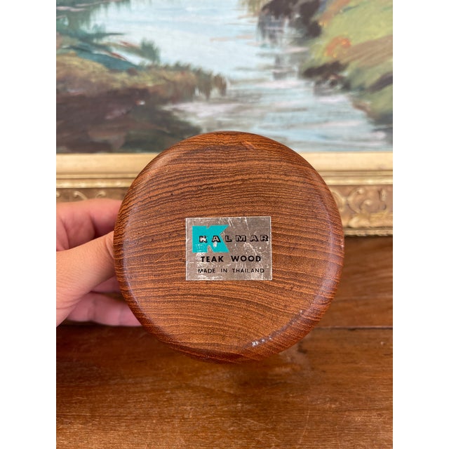 Wood Vintage Kalmar Teak Wood Candle Holder or Vessel Base, Made in Thailand. For Sale - Image 7 of 10